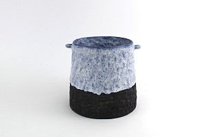 Blue container tall with handles