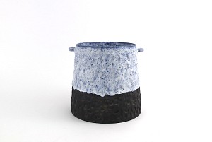 Blue container tall with handles