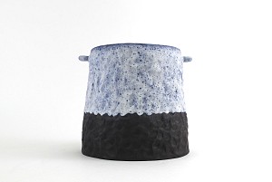 Blue container tall with handles