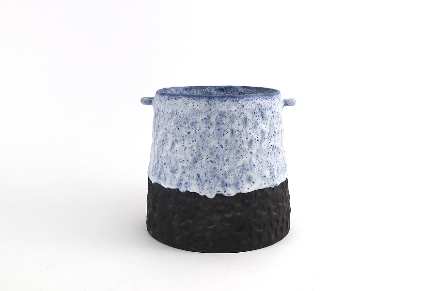 Blue container tall with handles