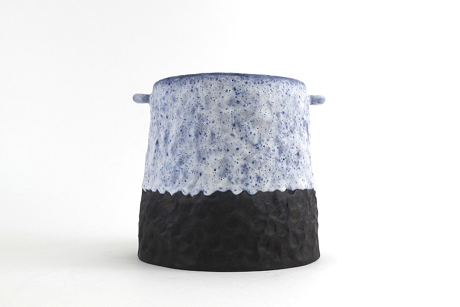 Blue container tall with handles