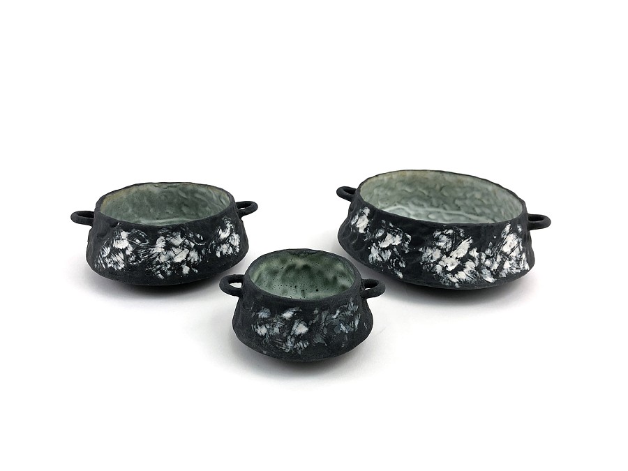 Μαύρα δοχεία, τριπλό σετ με χερούλια Νο2